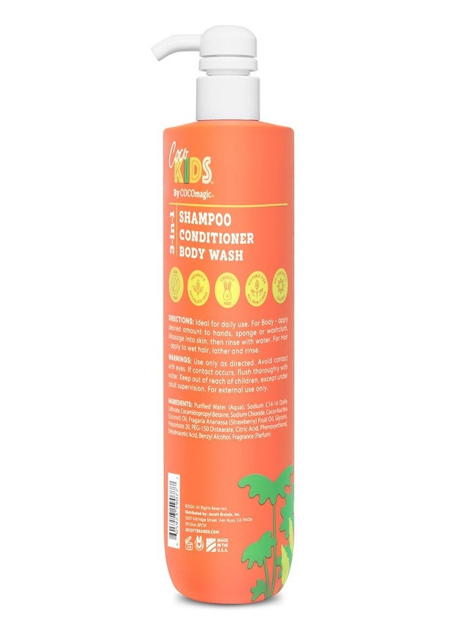Cocomagic Cocokids 3-in-1 Kids Shampoo + Conditioner + Body Wash | Gentle, Hair & Body Cleanser Tear-Free | No Parabens, For All Skin Types, Made in USA – Coconut Strawberry, 24 Fl Oz - Image 2